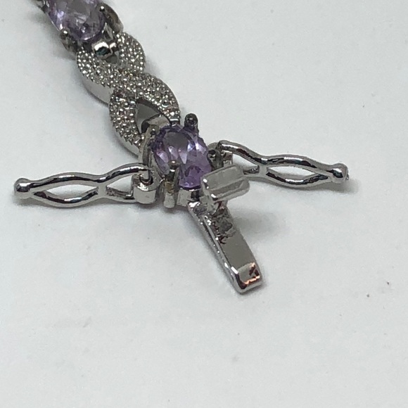Genuine Amethyst/Diamond Infinity Bracelet - Picture 9 of 14